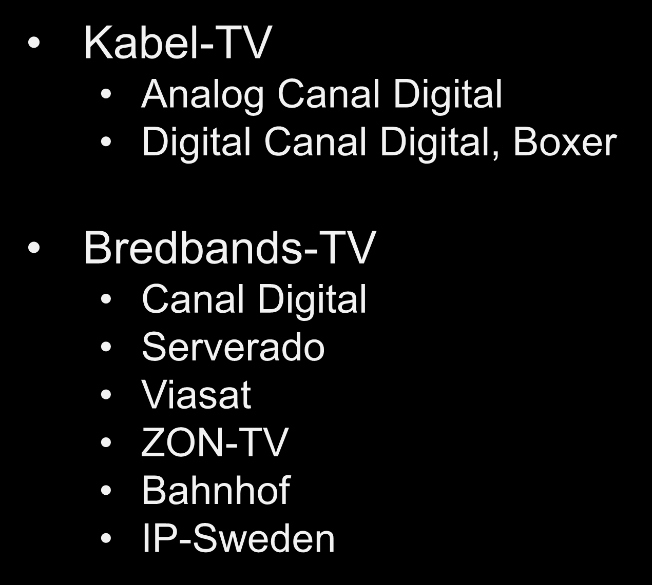 TV-lösningar i Falu Stadsnät Kabel-TV Analog Canal Digital Digital Canal