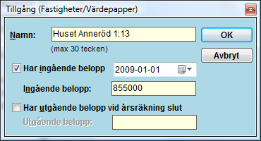 Fastigheter och värdepapper Klicka i menyn på Fastigheter/Värdepapper Till höger listas nu alla fastigheter/värdepapper du registrerat för aktuell huvudman.