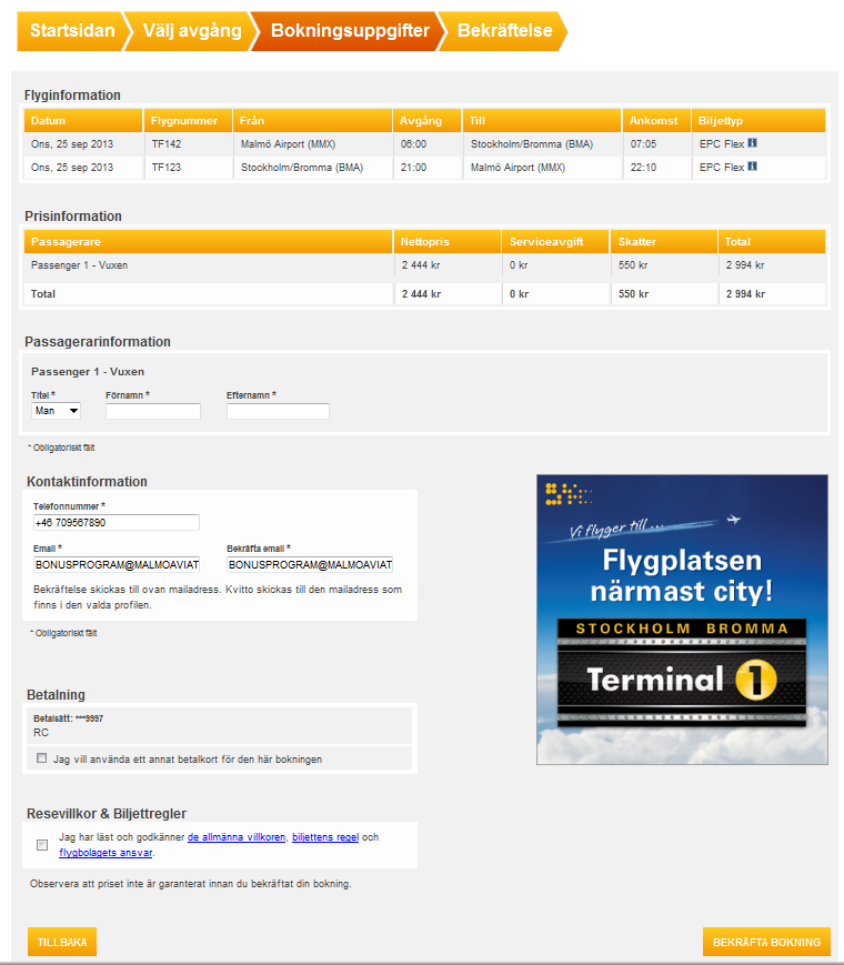 NYHET: BOKNING AV RESENÄR UTAN PROFIL Vi har förenklat bokningsprocessen för dig som är Travel Manager. Numera är det möjligt att boka resenärer utan att koppla upp dem med profiler till ert företag.