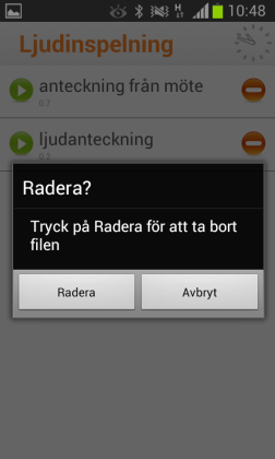 22 3. När du stoppat ljudinspelningen kommer ett beskrivningsfält upp med ifyllt datum och klockslag där du har möjlighet att ändra det och istället namnge din