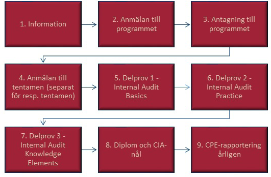 theiia.se 2014 #1 5 Certifiering steg-för-steg Första steget för dig som vill bli certifierad enligt CIA är att ansöka till CIA-programmet.