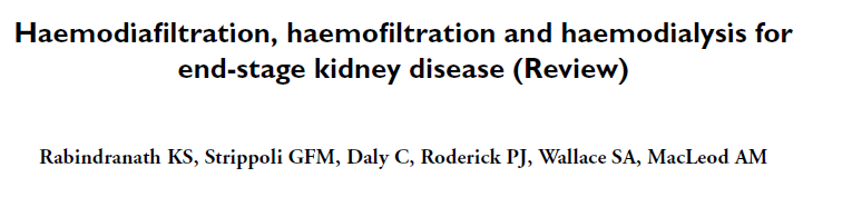 the clinically important outcomes of mortality, dialysis-related hypotension and manifestations of