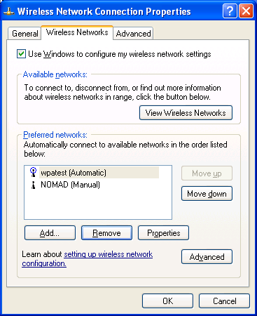 Klicka sedan på "Add" för att lägga till eduroam om den inte redan finns bland existerande nätverksnamn.