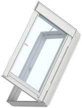 Passar till hustyp: Passar till hustyp: Takterrass - GEL/VE//C CRIO Takbalkong - GDL Övre fönstret har dubbla öppningsfunktioner (topp- och mitthängt) Det nedre fönstret öppnas utåt och kan antingen