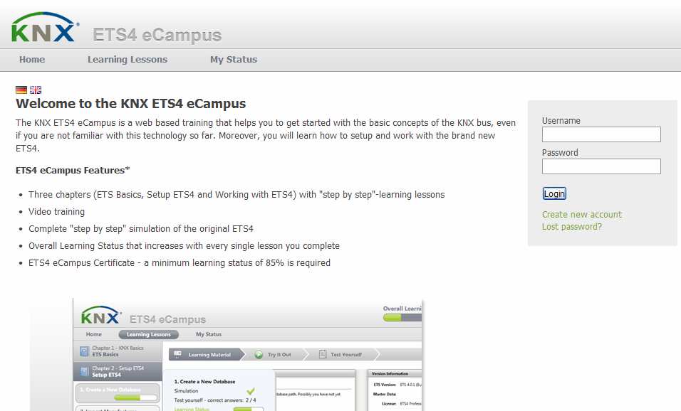 Steg 4: Skapa ett nytt ETS4 ecampus-konto För närvarande är det nödvändigt att även skapa ett konto på ecampus för att kunna använda det.