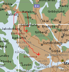 11. Barkarby ESKB - Bromma ESSB Flyg ut via Masten samma väg som du kom in men sväng västerut utmed Stäketvägen mot Stäket.