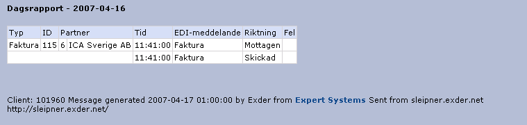 Senast Uppdaterad: 11-01-10 Exder LT i Östergötland eprinter Sida 8 av 10 Tänk på att skicka fakturor så ifyllda som möjligt, t.ex. skickar ni rabatter ibland så skicka med det i någon testfaktura.