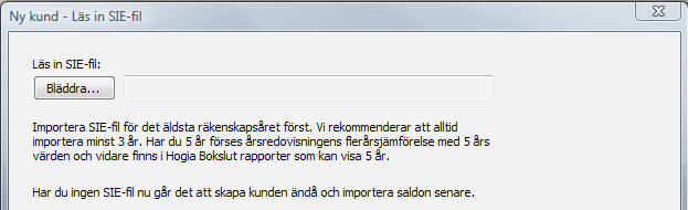 Lägg upp Kund Starta Hogia Bokslut Bilden ovan visar startläget i Hogia Bokslut. I det dagliga arbetet är det vanligast att arbeta med befintlig kund/företag.