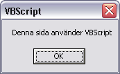 Figur 7 Webbsidan som innehåller VBScript-koden. Om en besökare klickar någonstans på sidan så kommer en meddelanderuta upp som ser ut som i figur 8 nedan.