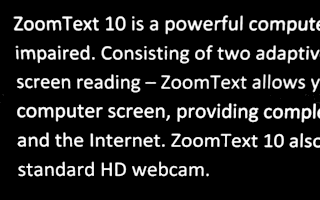 ZoomText Kamera ZoomText Kamera funktionen ger dig möjlighet att använda en HD-webbkamera för att förstora tryckt material och andra objekt direct på din skärm såsom