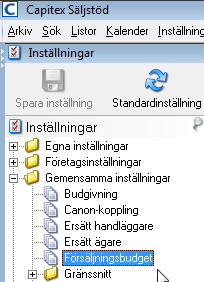 Närmare genomgång av inställningarna Som nämnts tidigare så finns det inställningar som du kan göra för under Inställningar Gemensamma inställningar (eller Företagsinställningar om du arbetar på ett