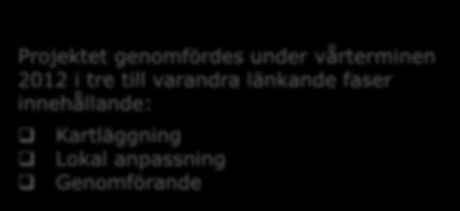 Projektets tre faser Projektet genomfördes under vårterminen 2012 i tre till varandra länkande