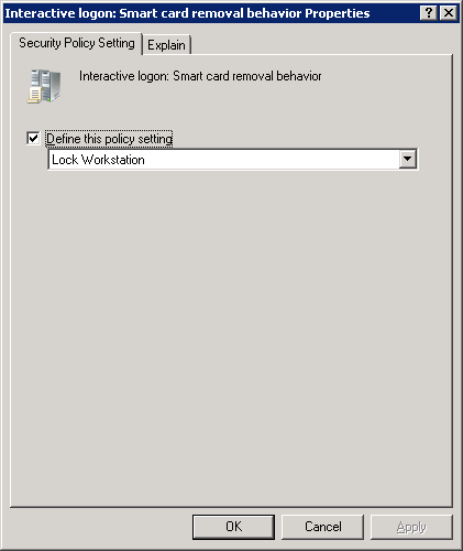 Disconnect if a remote Terminal Services session I detta exempel används Lock Workstation som