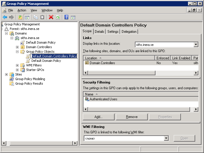 2. Lägg till certifikatet som trusted root i Active Directorys GPO Default Domain Policy Group Policy -> Trusted Root Certification Authorities a.