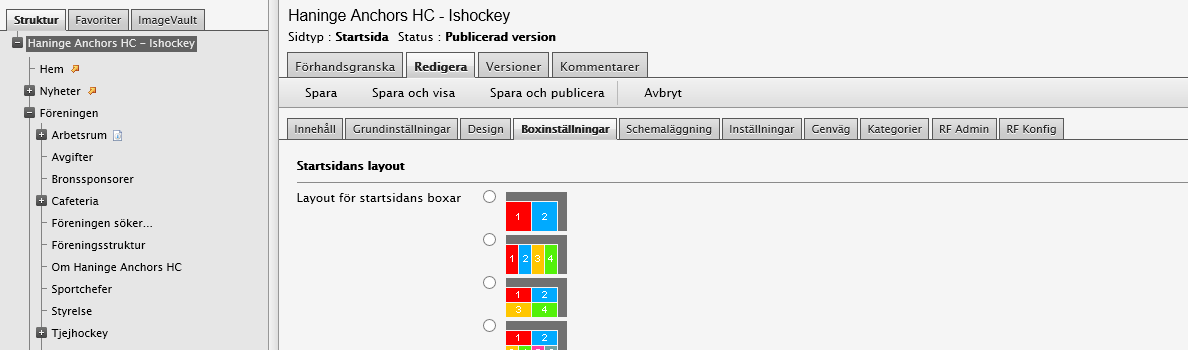 Boxinställningar De stora boxarna med nr 1 i de mellersta alternativen går endast att ha nyheter i med undantag för krisboxen. Boxar är de rutor som startsidan är indelad i.