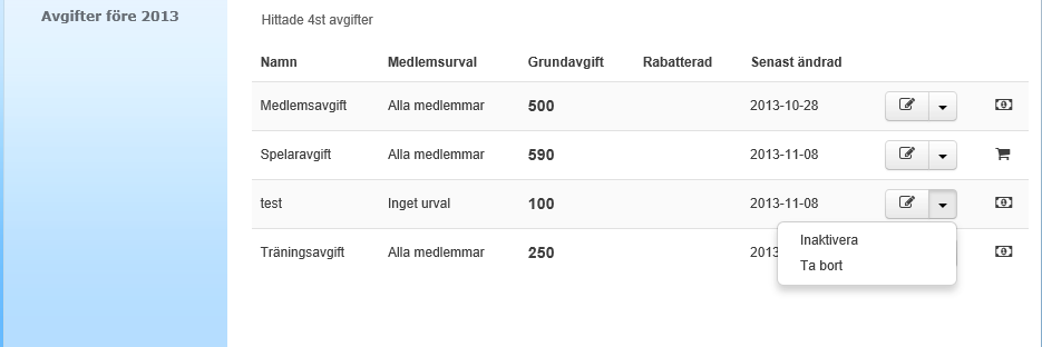 Redigera avgift Redigera avgiften genom att KLICKA PÅ SYMBOLEN PENNAN. Gör önskade ändringar och KLICKA PÅ SPARA AVGIFT.