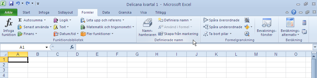Enkel formelskrivning Följande förbättringar gör det lättare att skriva formler i Excel 2010: Anpassningsbart formelfält Formelfältet anpassas automatiskt efter långa, komplexa formler, vilket