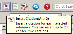 Cite While You Write Word 2007 1. Ha EndNotebiblioteket öppet och markera referensen/erna som du vill infoga i ditt dokument. 2. Gå till dokumentet i Word och ställ markören i texten där du vill infoga referenser/er, ha fliken EndNote X6 aktiv 3.