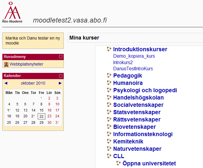 1. Komma igång med Moodle 1.1. Logga in på kursen Inloggningssidan till Moodle2 hittar du här: www.abo.fi/moodle 1. Logga in med ditt vanliga ÅA-användarnamn och -lösenord. 2.