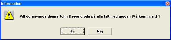 Nu skall du välja vilka fält som du skall överföra till kortet. Som standard överförs alla fält i växtodlingsplanen. Fält som inte skall tröskas bör dock inte läsas ut.