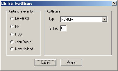 Sätt i PC kortet i kortläsaren och välj överför Om exporten fungerar visas följande dialog.