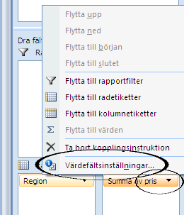 11 Ett annat alternativ är att dra de önskade variablerna till rutorna som står under listan på variabler, vilket visas i bilden till höger.