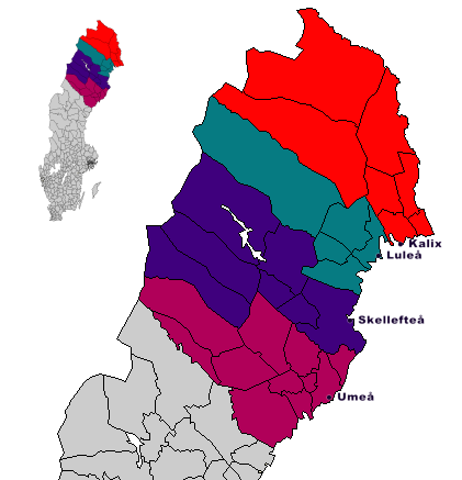 Region Luleå Norrbotten, Västerbotten, delar av Västernorrland Region Sundsvall Västernorrland, Jämtland, Gävleborg Region Stockholm Stockholm, Uppsala Region