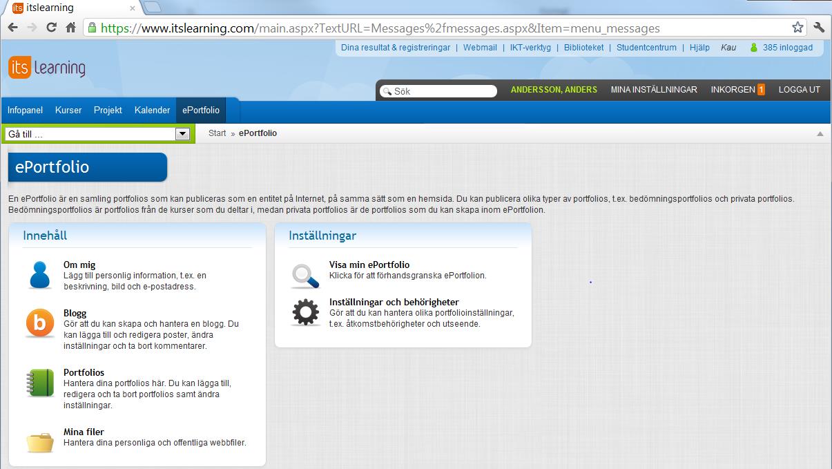 4. eportfolio I itslearning har du möjlighet att skapa din egen elektroniska portfolio som kan innehålla nedanstående delar.