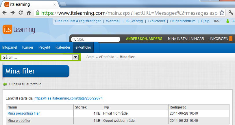 Den del som kommer att nämnas här är Mina filer. Mina filer är en virtuell hårddisk.