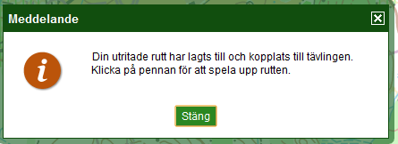 När du klickat på Spara så kopplas rutten till tävlingen och du kan spela upp den enskilt eller simulera gemensam start med andra löpare i samma klass.