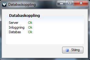 3. Klicka på testa knappen för att kontrollera att uppgifterna du matat in är korrekta. 4. Får du OK på samtliga tester så kan du stänga testrutan och spara dina inställningar.