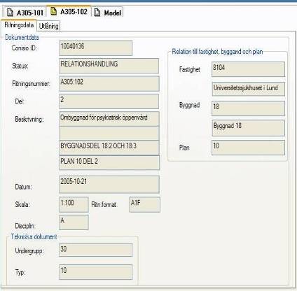 intent/ externt Kvalitetssäkrade relationshandlingar Entreprenör 1, osv Projektör 2, osv Projektör 1 Projektnavet Projektets data Conisio Originalmodeller Tekniska