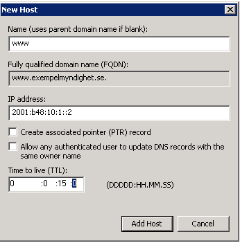 1.3.1 Windows DNS För att ställa in DNS:ens TTL:er i en Windows DNS med separat TTL per RR behöver man normalt gå via menyn Visa -> Avancerat.