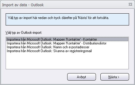 78 SamLogic MultiMailer - Hjälp 4. Tryck på knappen Välj mapp. I dialogrutan som visas, välj Outlook/Kontakter (eller motsvarande). 5. Tryck på knappen Importera för att påbörja importen. 6.