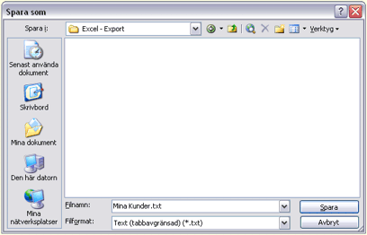 Export från andra program 6 81 Export från andra program Export från andra program I detta kapitel beskrivs hur du kan exportera data från Microsoft Excel och Microsoft Outlook till datafiler som har