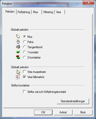 Vid ögonstyrning rekommenderas det oftast att muspekaren inte ska vara synlig eftersom ögat har en tendens att följa efter muspilen istället för att titta på det man vill välja på skärmen.