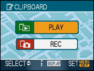 Alternativ [GO TO PLAY] [PICT.SIZE] [AUDIO REC.] [INITIAL DISP.] [CLOCK SET] Beskrivning av inställning Används för att ändra funktionen till uppspelning av urklippsbild.