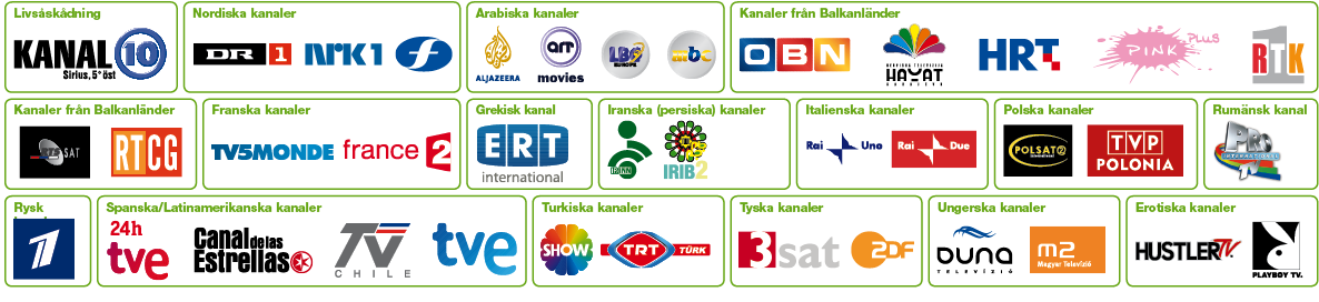 Över 130 etniska kanaler itux erbjuder genom sina TV-partners en stor bredd av etniska kanaler!