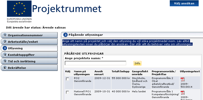 4(11) Därefter kommer du till en sida där du fyller i kontaktuppgifter för den sökande organisationen.