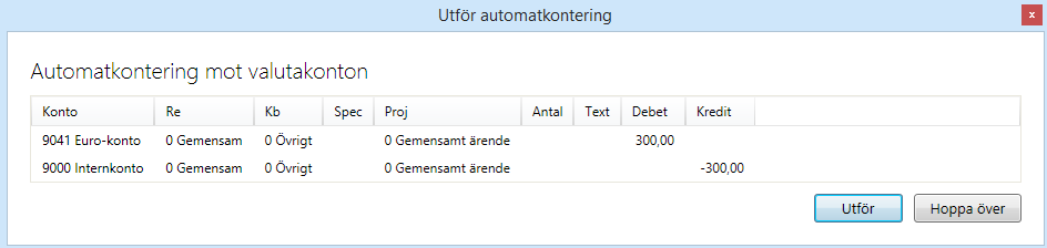 Betalning av kundfaktura När du lagt in en faktura och bokar betalningen, ska du kontera på ditt balanskonto för valutan, exempelvis 1941 enligt exempel nedan.