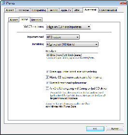 Välj den inställning som du vill ha vid cd-inmatning. Alternativet Fråga om CD:n ska importeras (Ask if the CD should be imported) är bra vid just konvertering.