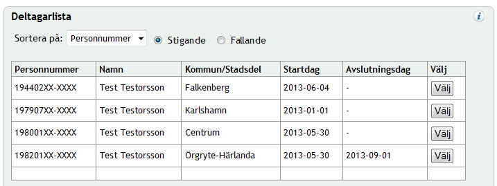 3. I fältet Utregistreringsår kan du välja år då deltagaren registrerades ut ur insatsen. 4.