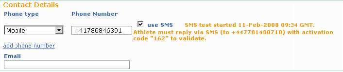 Uppdatera utövarinformation med SMS ADAMS har en SMS-funktion som gör det enkelt att uppdatera mindre ändringar i utövarinformationen.