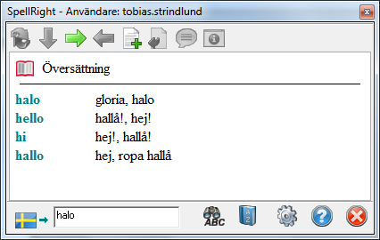 1.3. Sök i ordboken I Spell Right finns det en svensk-engelsk/engelsk-svenskordbok. Du kan söka både på svenska och engelska och stava fel, naturligtvis.