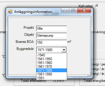 2.2 Öppna/spara projekt Beräkningar kan spara och visas eller justeras vid ett senare tillfälle. Beräkningen sparas i en databas och en enskild beräkning kan inte flyttas mellan olika datorer.