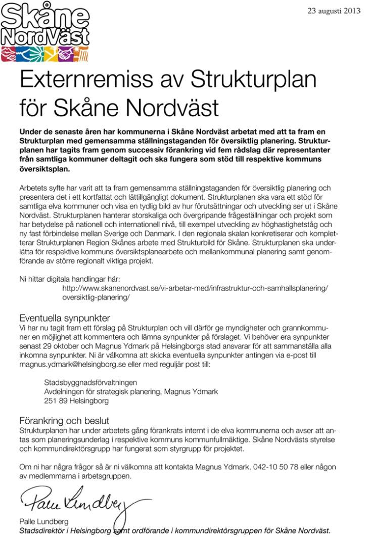 Remiss 29 oktober - Samtliga kommuner i Skåne.