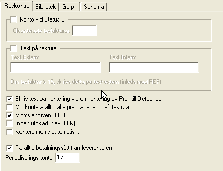F U N K T I O N Konto vid status 0 Ange konto för okonterade fakturor om detta inte finns med i filen. Text på faktura Det går att sätta text extern eller intern vid inläsning.