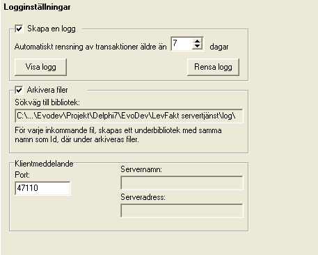 F U N K T I O N Logg Under fliken Logg anges om loggfil skall skapas samt hur många dagar den skall sparas. Klicka på Visa logg för att se innehållet i loggfilen. Rensa loggen tömmer alla loggfiler.