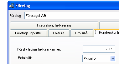 Default betalsätt Möjlighet att i Företagsinställningar -> Kundreskontra sätta ett betalsätt. Detta kommer sedan vid inbetalningar sätts på betalposten.