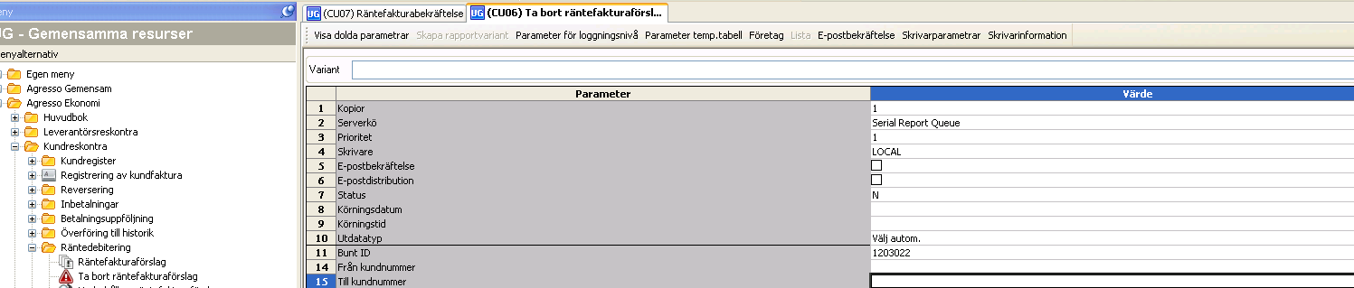 Räntestatus. Giltiga värden är: I Beräknad ränta. Detta är standardvärdet, dvs. vid nytt räntefakturaförslag blir status automatiskt I C Ingen ränta debiterad, tas bort från förslaget.